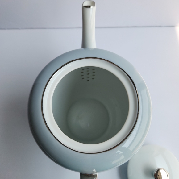 Vintage Rare Seyei Fine China Blue With Platinum Wheat Teapot #3282 Nagoya,Japan - Picture 11 of 12